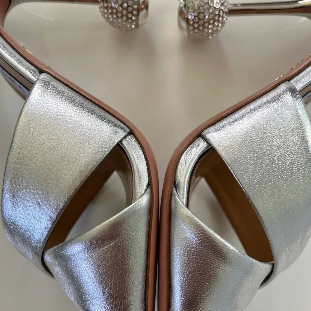 Aquazzura 10th Anniversary Yes Darling 95 Mule in Silver - Picture 9 of 13